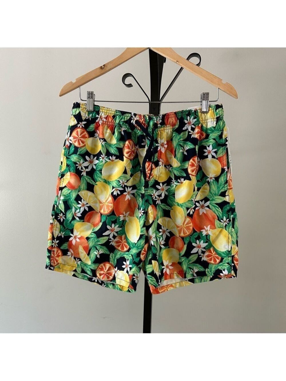 Old Navy Vibrant Citrus Print Swim Shorts, Size Small.